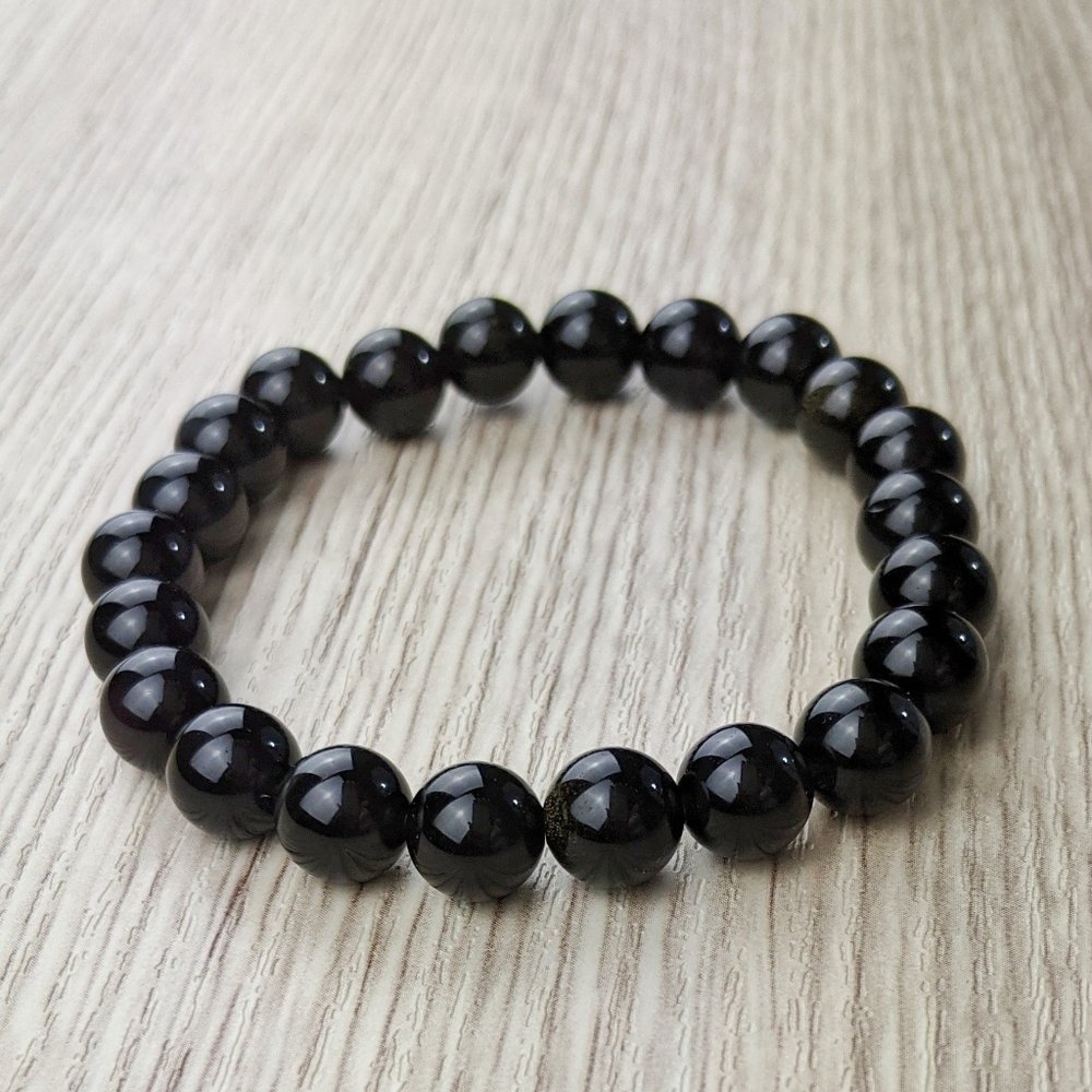 Black Obsidian 8mm Natural Gemstone Handmade Stretch Bracelet